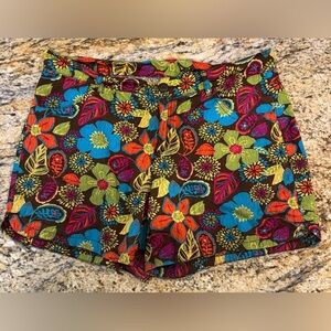 Arizona Girls Plus Size 18 1/2 Shorts Brown Multicolored Floral